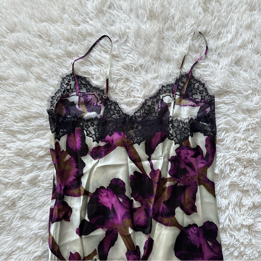 Jcrew Lace Trim Slip Dress In Iris Floral Textured Satin New With Defects Size 8 - Picture 11 of 12